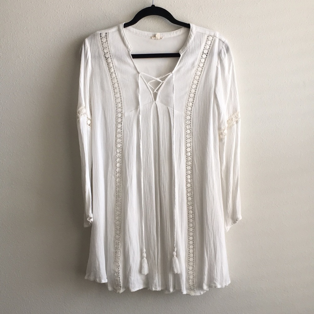 En Creme Anthropology White Boho Prairie Tunic S